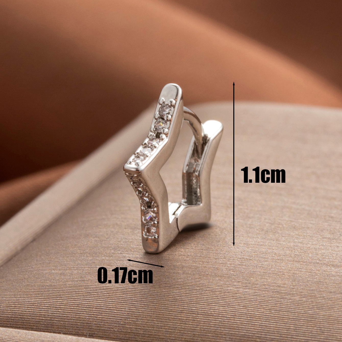 1 Piece Simple Series Classic Star Shape Copper  Gold Color Material Zircon Women's Hoop Earrings h5 